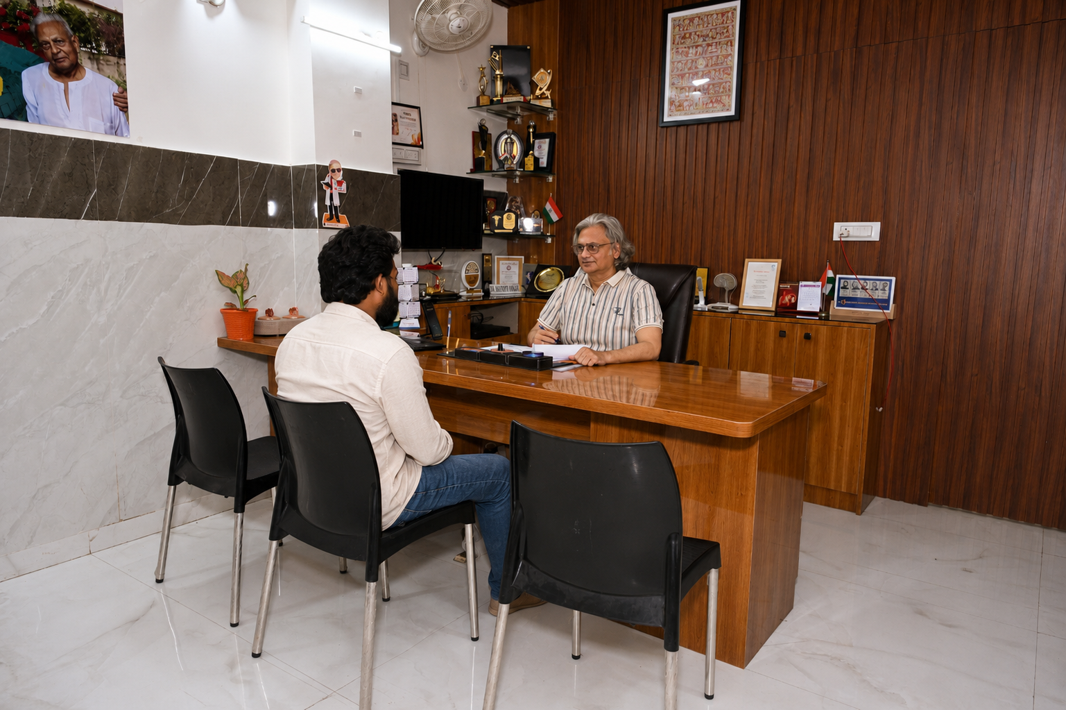 Doctor and patient interaction at Dharohar Hospital